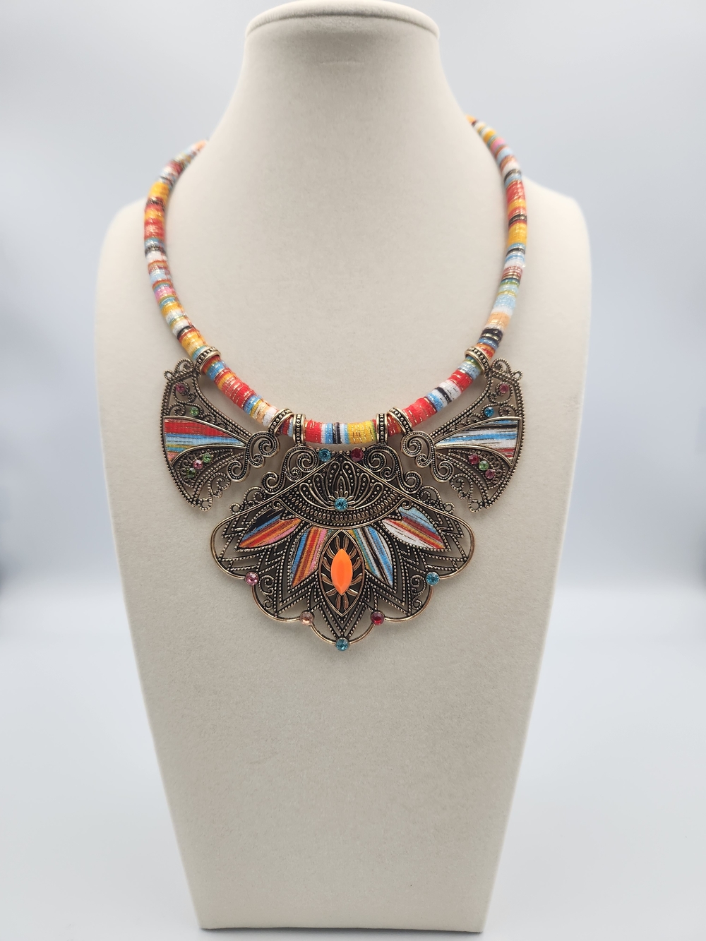 Multicolor Bohemian Statement Necklace - Vibrant Color Accents